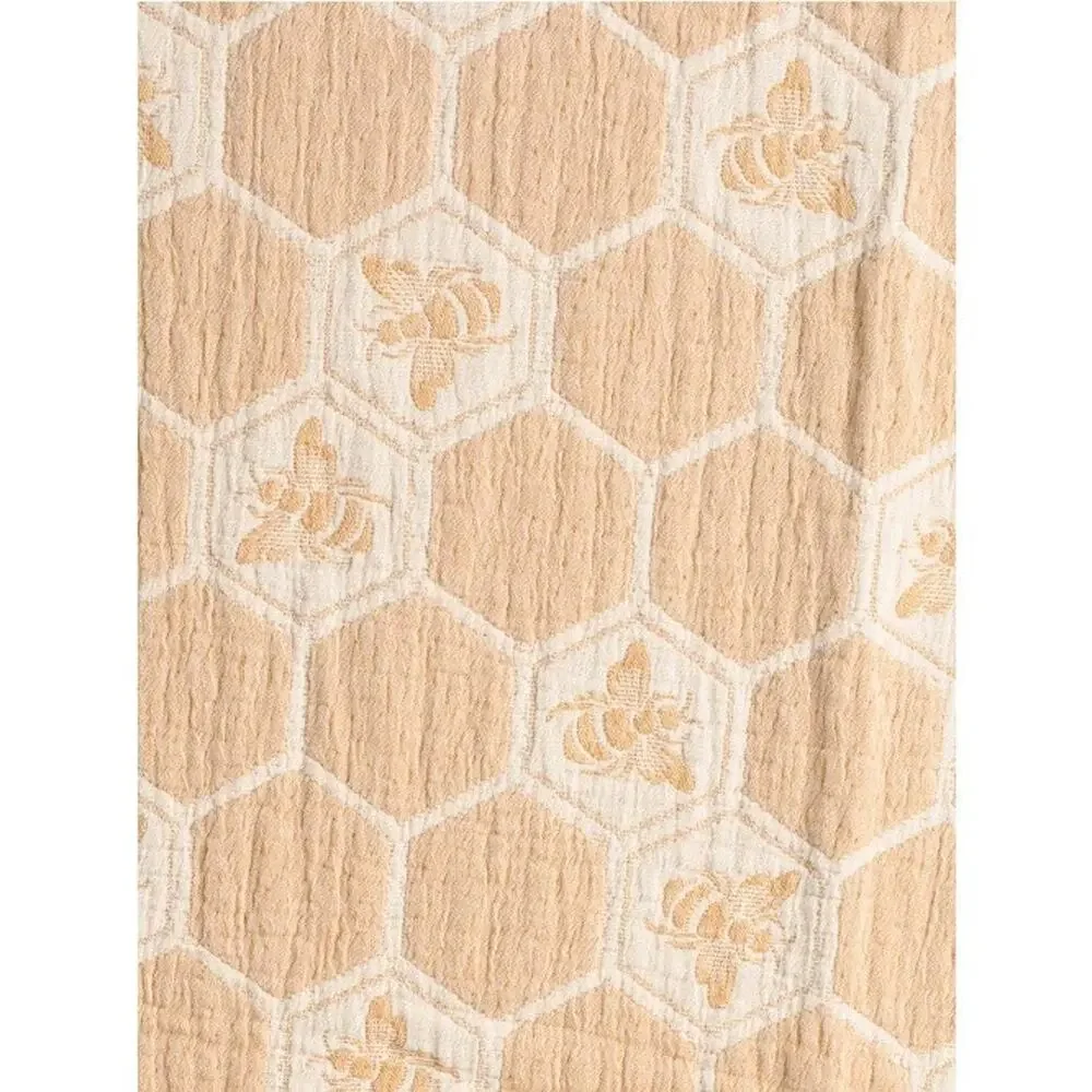 Gold Bumblebee Honeycomb Throw Blanket 50x70 Cotton Made in Portugal NEW